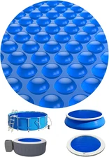 Solar Pool Cover 8 Ft Round, Hot Tub Thermal Blanket 16 Mil, Heavy-Duty Bubble B
