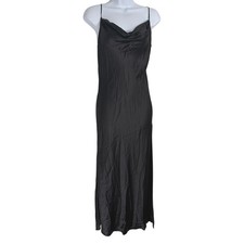 Victoria's Secret Vintage Y2K Silk Maxi Slip Dress Cowl Backless M Black Luxury