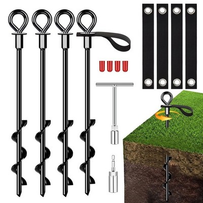 4 Stück 36 cm Erdanker Bodenanker Befestigung Set Trampolin Zelt 1400 kg Duty