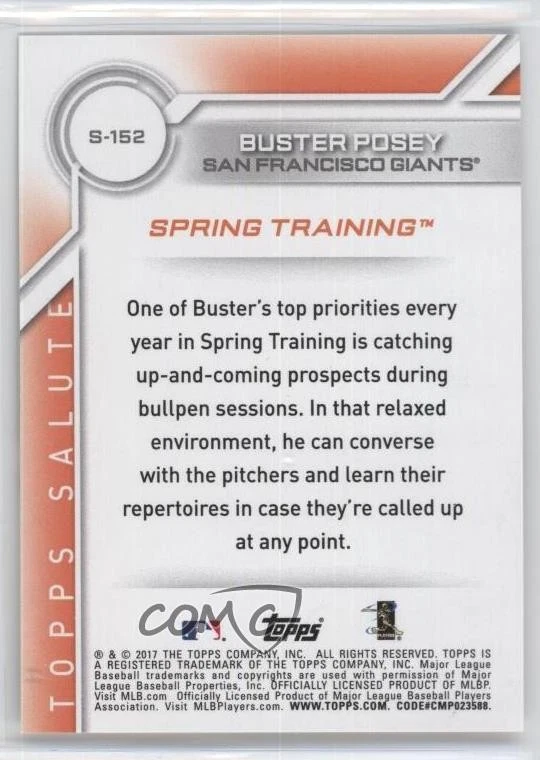2017 Topps Topps Salute Spring Training Buster Posey #S-152 - Image 2 of 2
