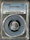 1943-D  1C  Lincoln Wheat One Cent  PCGS MS66  57508153