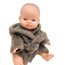 🛁 Bademantel Puppen 34-38cm Bambus Frottee Braun Handarbeit
