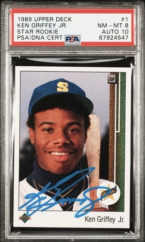 1989 UPPER DECK STAR ROOKIE #1 KEN GRIFFEY JR. RC PSA 8 DNA AUTO 10 *INCREDIBLE*