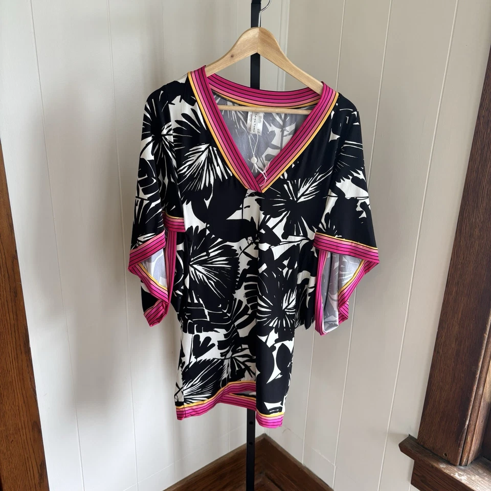 Trina Turk Womens S Lennox Swim Cover Up Beach Floral Resort Tunic Mini Dress - Image 2 of 4