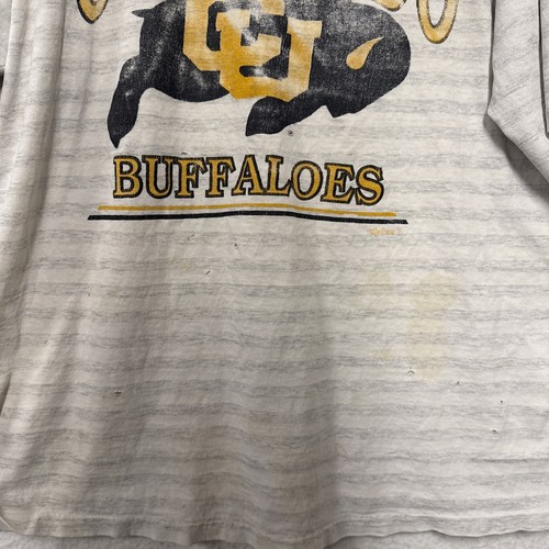 VTG DISTRESSED 90's Colorado Buffaloes SPELLOUT Football Single Stitch Shirt XL - Picture 3 of 5