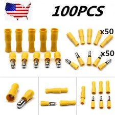 100pcs Insulated 12-10AWG Bullet Connectors Male Female Butt Splice Terminals US