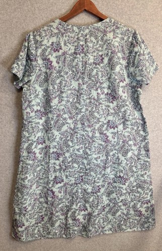 J. Jill Love Linen Paisley Dress Blue Purple V-Neck 100% Linen Boho Midi M/L - Picture 9 of 13