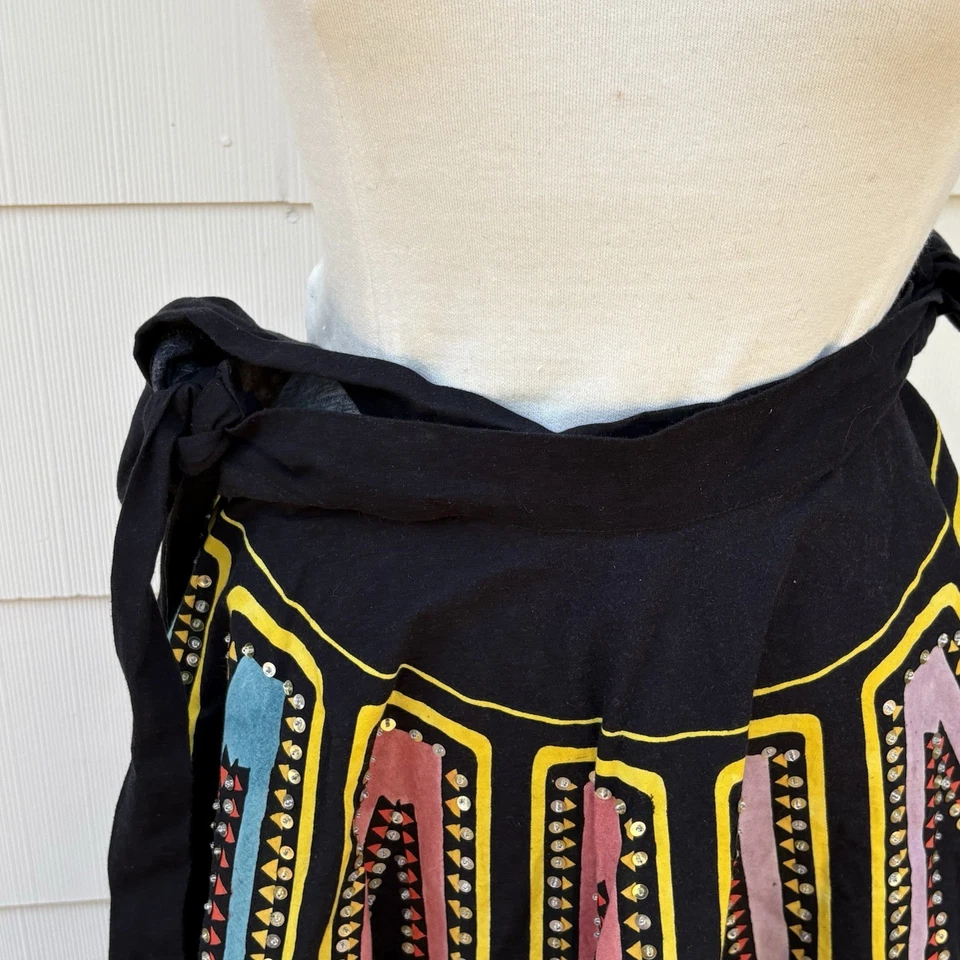 VTG Wrap Skirt Sequin Native American Folk Art Circle Skirt Handmade Bali MeJane - Image 3 of 4