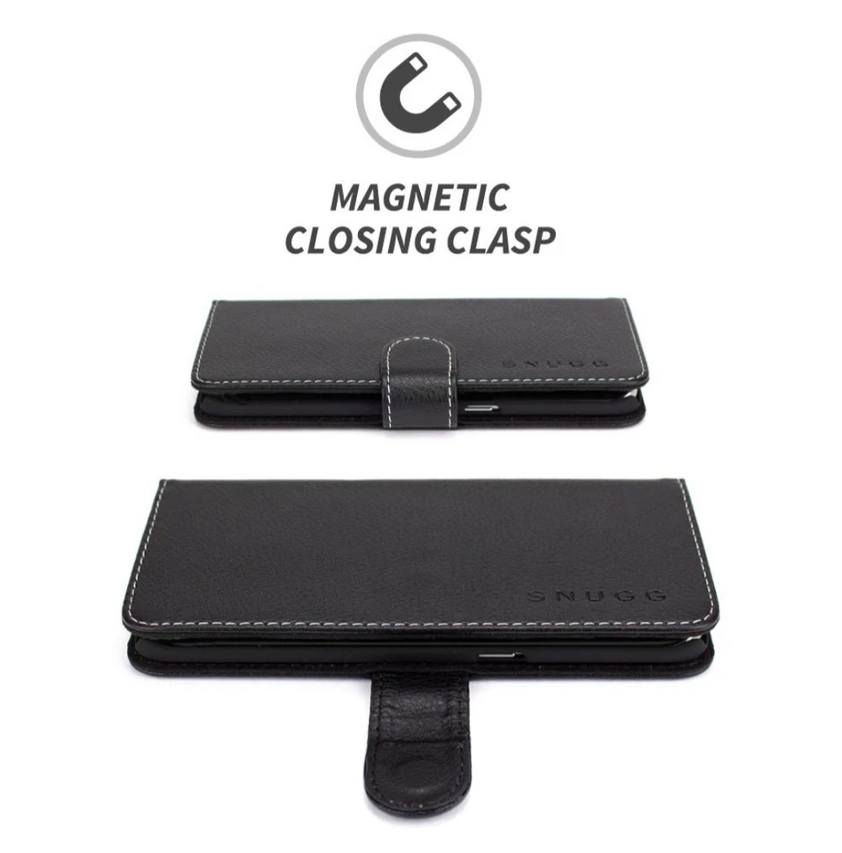 Funda tipo billetera de cuero cómoda para Samsung Galaxy S7 - negra Foto 3 de 4