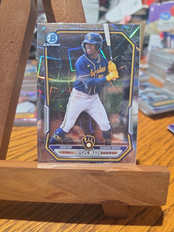 2026 Bowman Chrome Jesus Made Laser Lazer Refractor Brewers BCP-96
