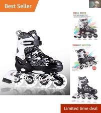 Boys Adjustable Inline Skates with Light-Up Wheels - Fit Kids 13-3 US