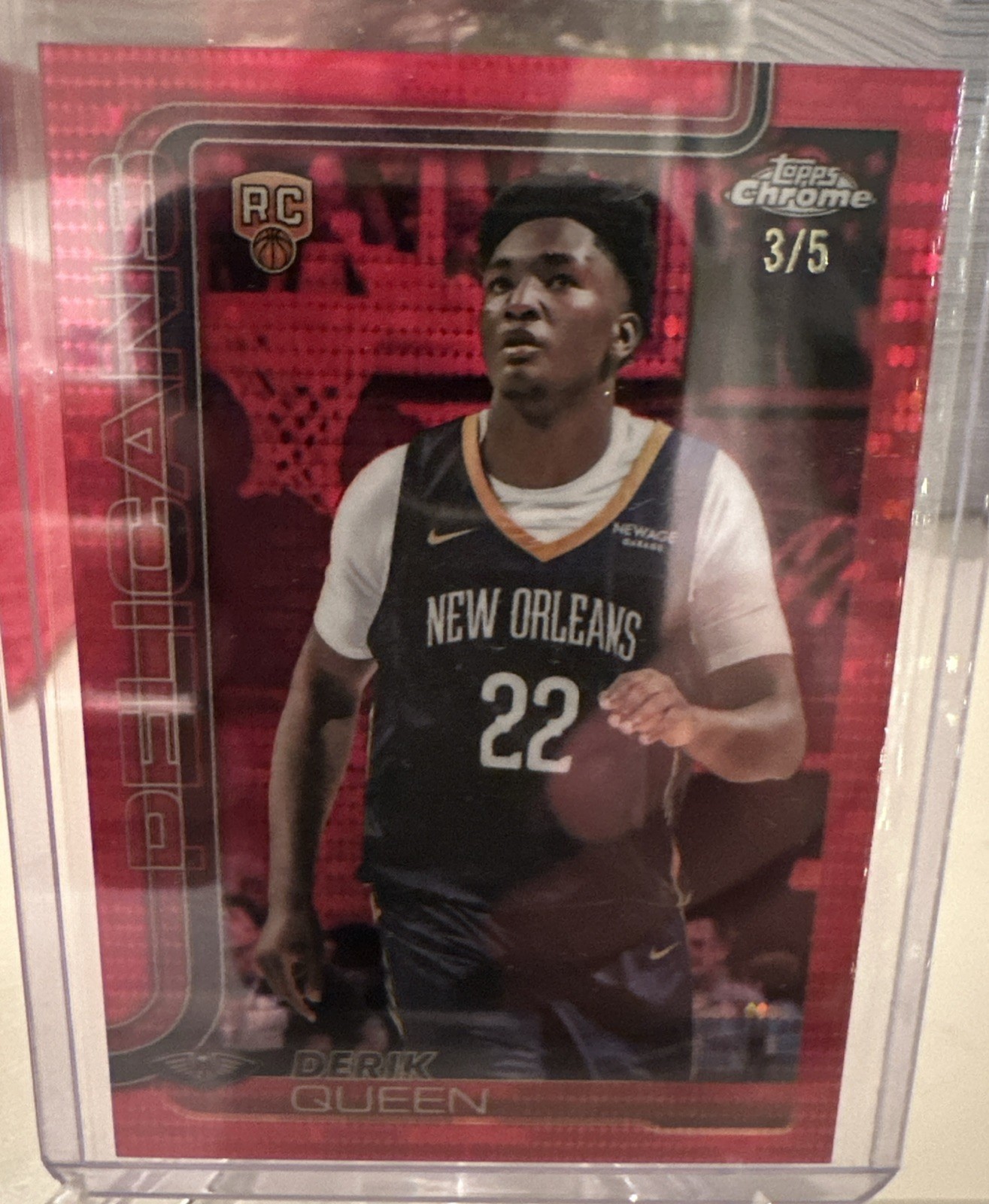 2025-26 Topps Chrome Derik Queen RC Base Refractor Red Pulsar  #’d 3/5 SSP #263