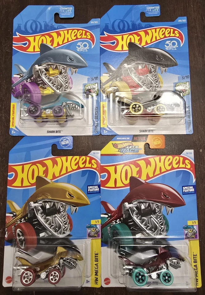 Hot Wheels 2016-25 Treasure Hunt Shark Bite & 2019 Sharkruiser Collection (11x) Foto 4 de 4
