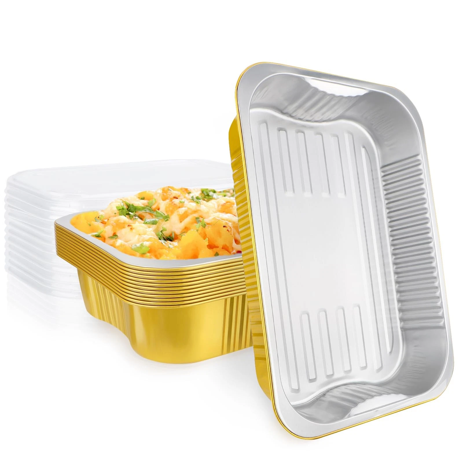 Foil Pans with Lids, 12pack 123oz Small Disposable Aluminum Foil Loaf Cake Pa...