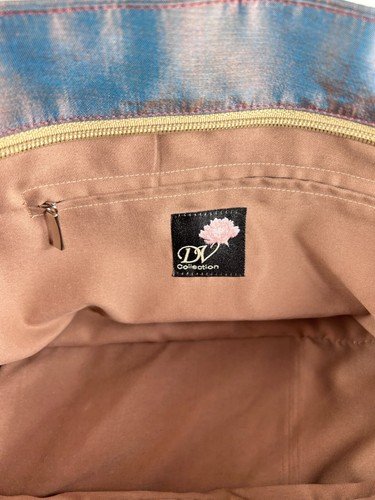 Dolce Vita DV Silk Embroidered Iridescent Fabric Handbag Zip purse cloth handles - Picture 7 of 14