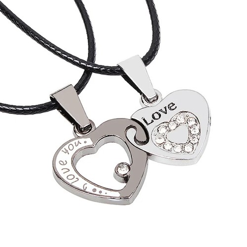 A Couple Titanium Steel Valentine's Day Pendant Cross Amulet Leather Necklace - Picture 14 of 24