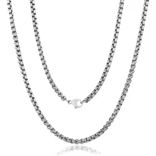 3mm Box Chain Necklace Silver Titanium steel Men Women Chain 18 inch-24 inch