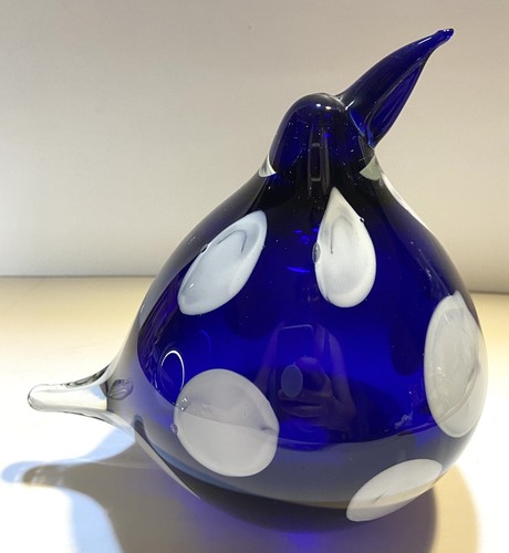 Art Glass Large Bird Penguin Cobalt Blue With White Spots 6.5 In Tall READ MORE - Picture 8 of 12