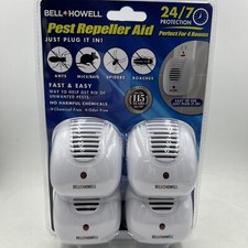 Bell Howell Pest Repeller Ultrasonic Pest Repeller 4 Pc Rats Mice Roaches NIP