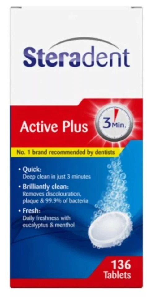 Steradent Active Plus Denture Cleaning Tablets - 136 Pack