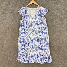 Unbranded Womens Dress Size 12 Blue Paisley Floral Shift Short Sleeve 39024
