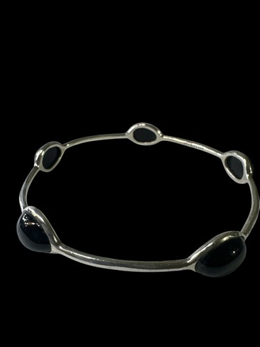 Ippolita Sterling Silver Wonderland 5-Station Rock Crystal ONYX Bangle 8 INCHES - Picture 4 of 4