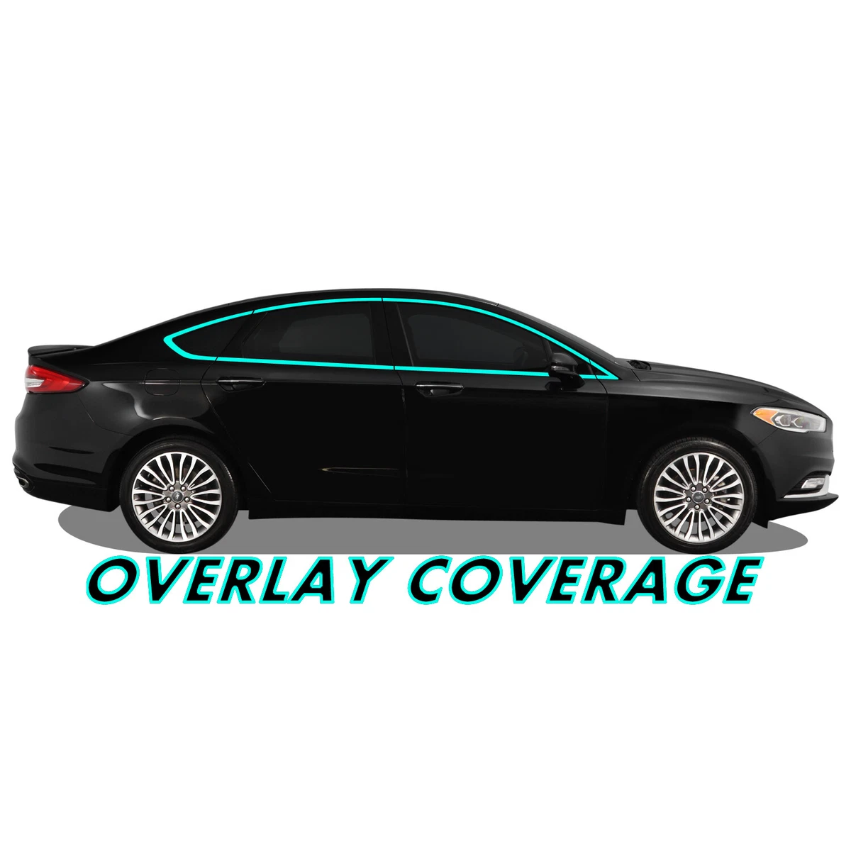 Chrome Delete Blackout Overlay for 2013 20 Ford Fusion All Around Window Trim