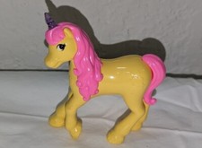 Unicorn Toy Figure Yellow and Pink Mane Fantasy Horse 3.5" Tall Unbranded