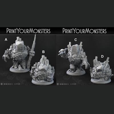 3D Printed Print Your Monsters Gardiens Basalt Earth Elemental Set 28mm - 32mm
