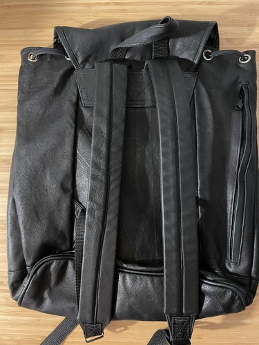 New Hard Rock Cafe St. Thomas Real Leather BACKPACK Silver Buckle Black - Picture 6 of 9