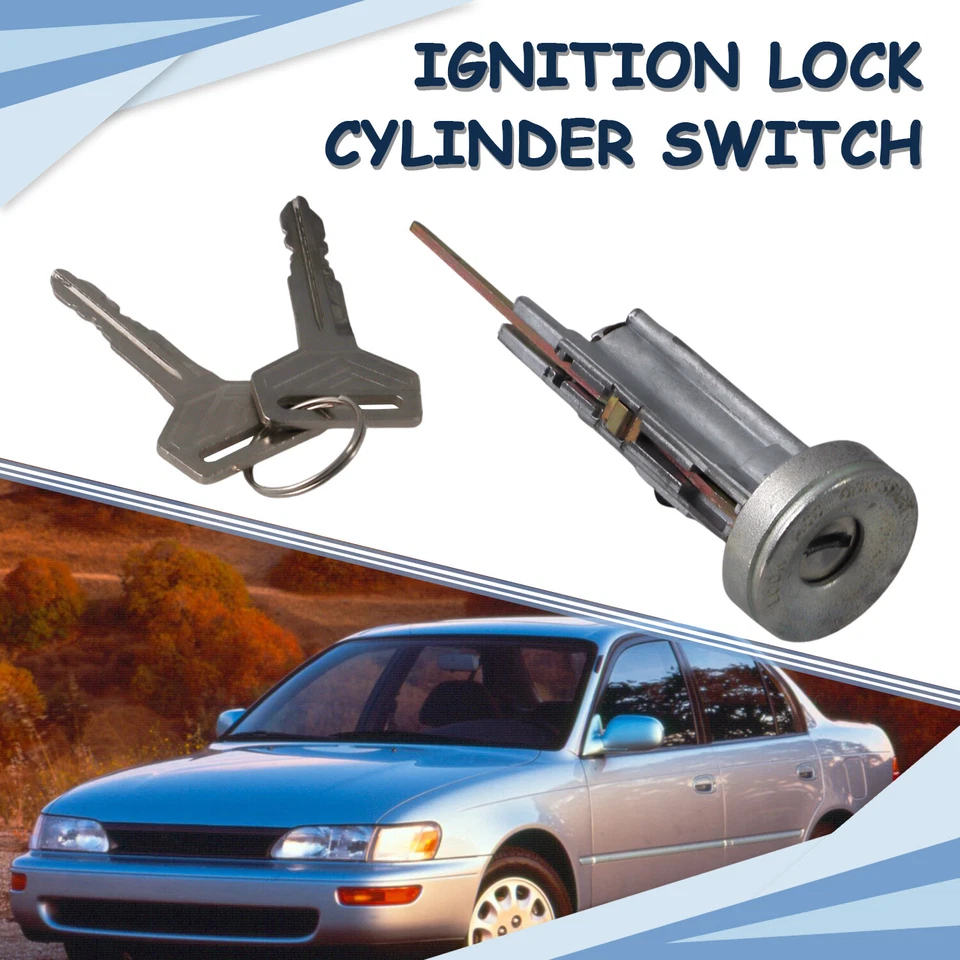 Interruptor de arranque de encendido de coche con 2 llaves para Toyota Corolla 1993 1994 1995 1996 1997 Foto 2 de 4