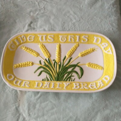 Give Us This Day Our Daily Bread Plate Tray White Ceramic Holland Mold Handmade