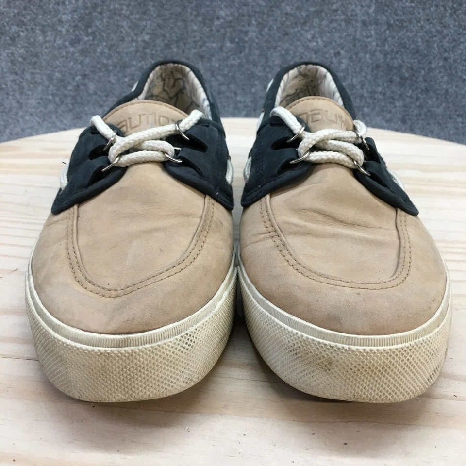 Zapatos Nautica Para Hombres 8.5 Boater II Mocasines Beige Cuero Informales Sin Cordones 85-1023 Foto 4 de 4