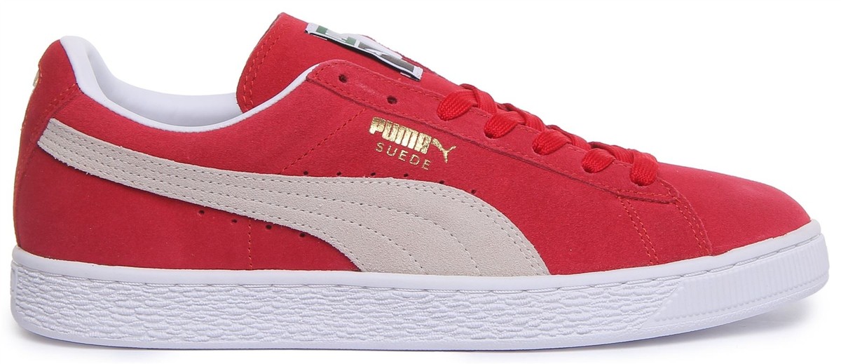 Puma Suede Classic + Lace up Unisex Sneaker In Red White
