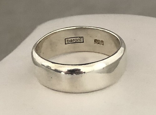 Designer BARONI Solid Sterling Silver 6.5mm Wedding Band Ring