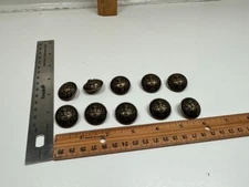 Vintage Metal Button Covers Cover Coat of Arms Ornate 3D Design Set of 10