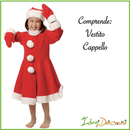 Costume da Babbo Natale bambina 3/4 anni mamma vestito rosso cappuccio  festa | eBay