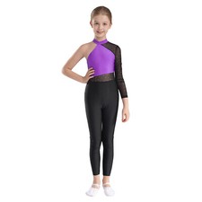 Girls Sparkly Gymnastics Leotard Athletic Bodysuit Full Body Skating Jumpsuit