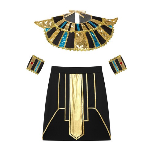 Men 5 Pcs Ancient Egypt Costume Pharaoh Cosplay Skirt Cuffs And Collar Outfit - Picture 5 of 65