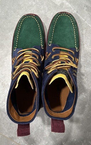 Stivali Ranger Ralph Lauren Polo Country scamosciati velluto a coste color block da uomo taglia 11 - Foto 6 di 8