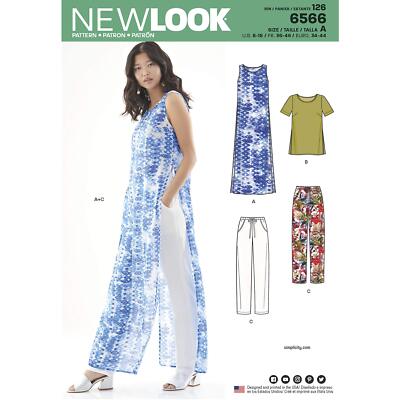 Sewing Pattern Set for Women's Tunic/Top and Pants A 8-10-12-14-16-18 White