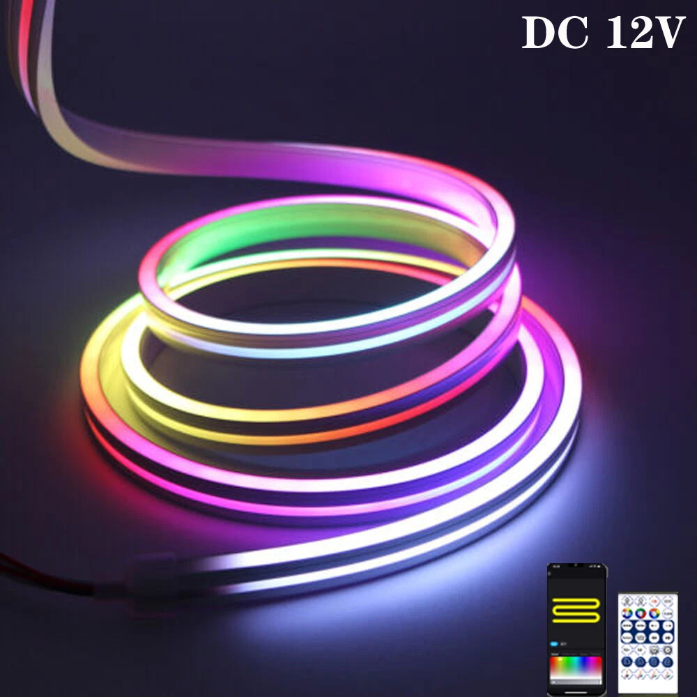 WIFI 5M RGBIC LED Neon Rope Strip Light Music Sync Addressable Flex Neon Lights