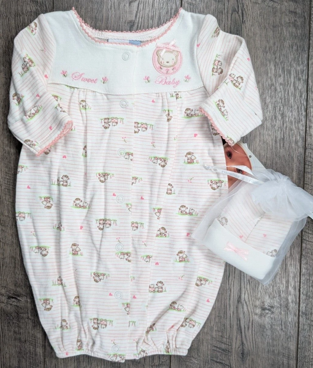 Baby Girl Clothes New Vitamins Baby Preemie 2pc Pink Sweet Bear Gown