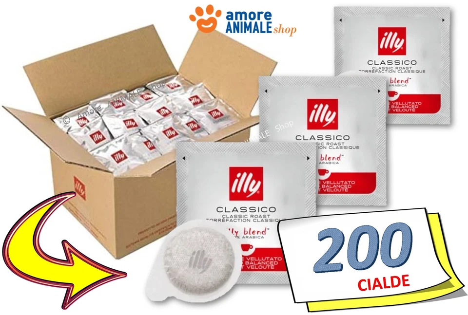 200 Cialde → ILLY Caffè in Carta Filtro ESE 44 - Caffe Tostatura Gusto CLASSICO