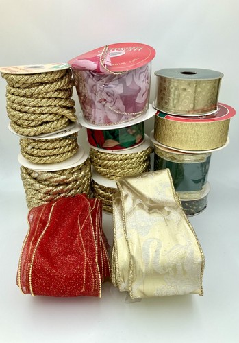 ENORME Lote de Cinta de Navidad Artesanía - 20+ Carretes Muchos Sin Abrir - Imagen 2 de 2