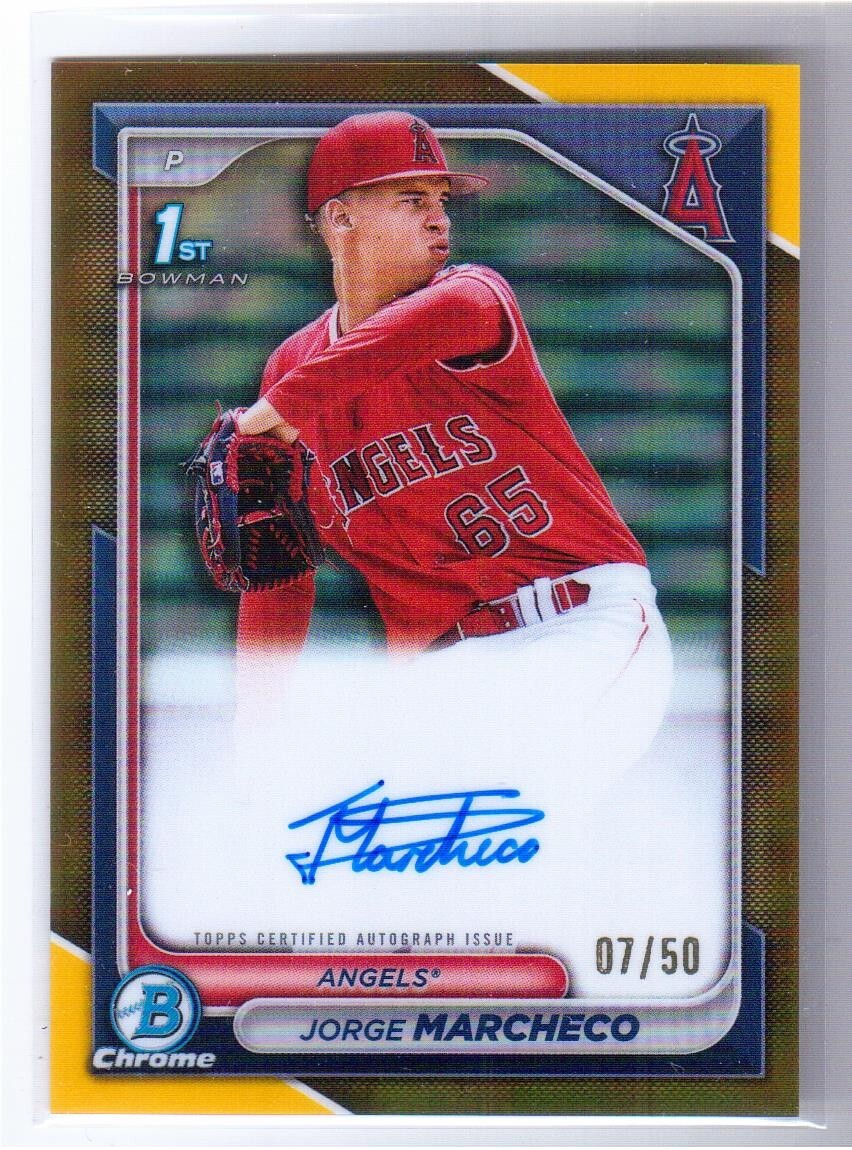 Jorge Marcheco 2024 Bowman Chrome 1st Autograph Gold Refractor #/50 SP Angels