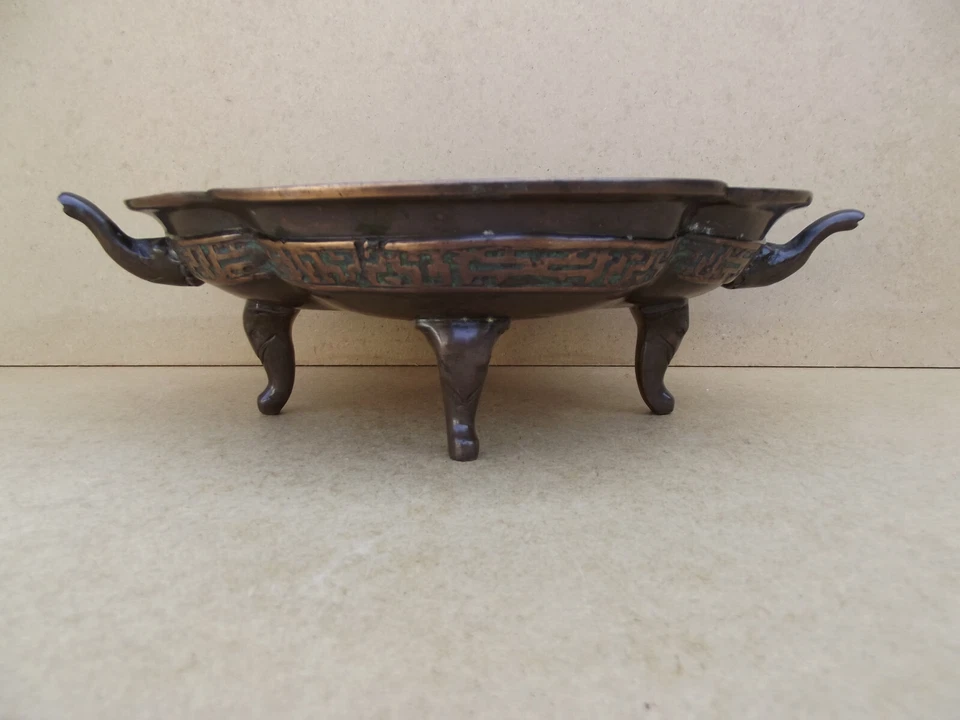 ancienne coupe Indochine Chine bronze laboureur et buffle Vietnam Arts d'Asie - Photo 3/4