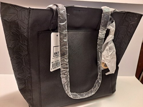 NEW! MKF Collection By Mia K.- Lea Vegan Leather Tote Bag black w/dust Bag - Picture 2 of 13