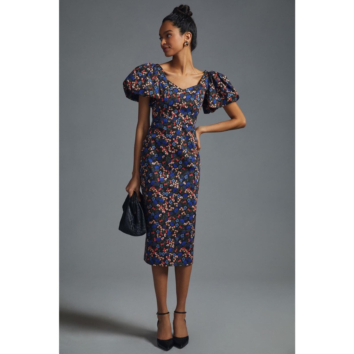 Hunter Bell Womens Collette Sheath Dress Puff Sleeves Floral Black Size 4 NEW | eBay Hunter Bell Womens Collette Sheath Dress Puff Sleeves Floral Black Size 4 NEW | eBay