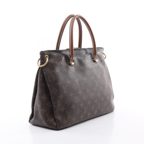 LOUIS VUITTON Pallas 2way Tote Handbag M41064 Monogram Brown Black Used Women LV - Picture 2 of 12